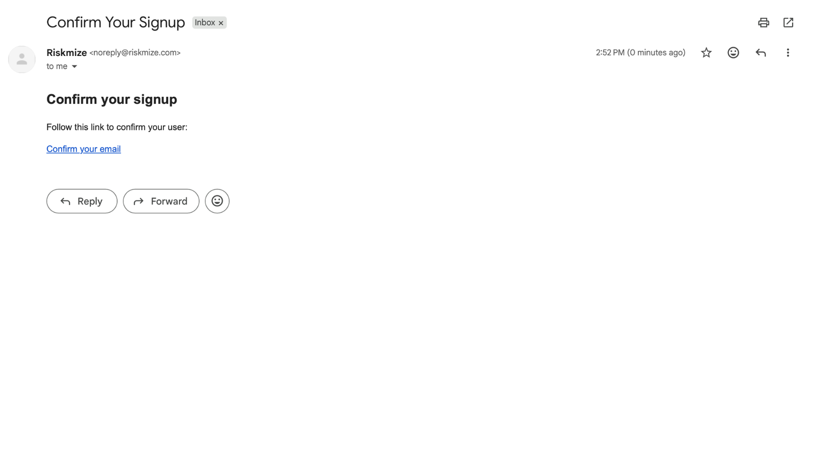 Account verification email